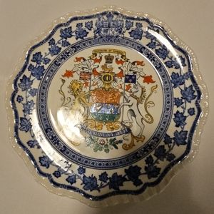 RARE CANADA Dominion of Canada Coat of Arms Blue 10 3/4" Transfer Plate Mason